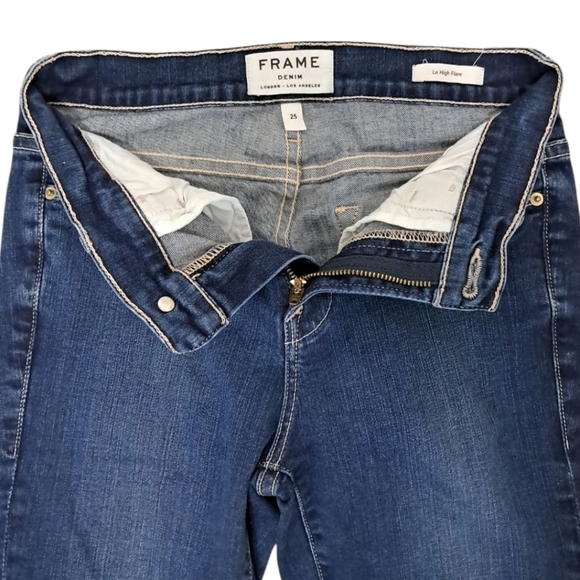 FRAME Le High Flare Jeans Size 25 Benedict Canyon Dark Wash 70s Style - Picture 9 of 16